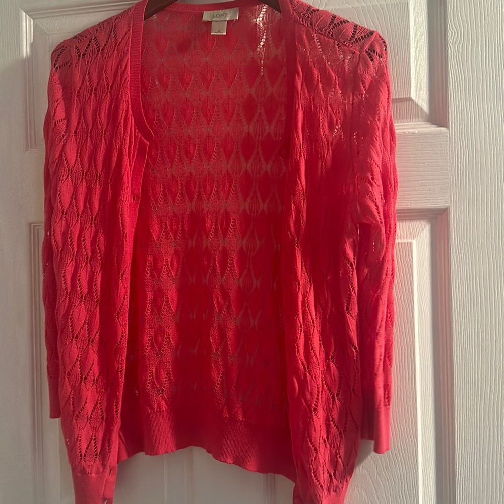 Hot pink loft cardigan